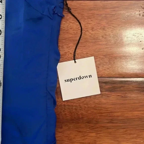 Superdown royal blue satin one shoulder mini dress Medium NWT - Picture 8 of 11